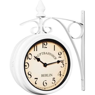 Monzana Wall Clock - Retro Station Style - 2 Sides Quartz - White Monzana Wall Clock - Retro Station Style - 2 Sides Quartz - White