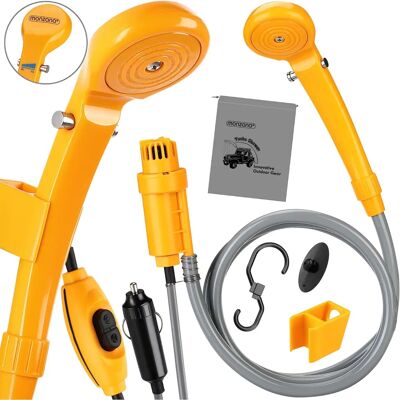 Doccia da campeggio Monzana Deuba - Adattatore 12V, Tubo 2m, Cavo 5m, Pressione regolabile Doccia da campeggio Monzana Deuba - Adattatore 12V, Tubo 2m, Cavo 5m, Pressione regolabile