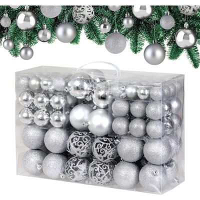 Deuba Casaria Ensemble de 100 Boules de Noël Argentées - Décorations de Noël - Publicité Deuba Casaria Ensemble de 100 Boules de Noël Argentées - Décorations de Noël - Publicité