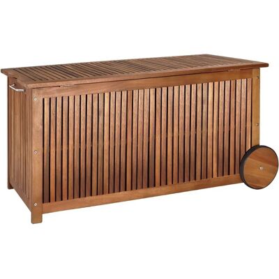 Casaria - Akazien Aufbewahrungsbox mit Rädern - Garten, 350L Casaria - Akazien Aufbewahrungsbox mit Rädern - Garten, 350L