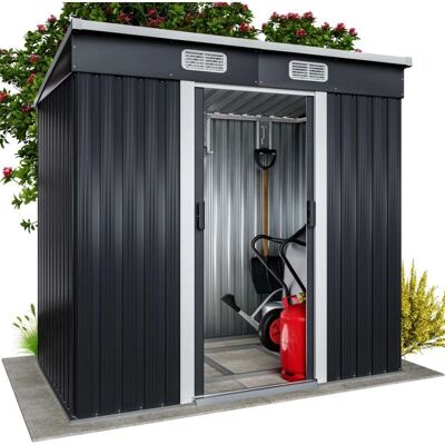 Abri de jardin en métal Gardebruk - 3,1m³ Anthracite - Résistant & Ventilé Abri de jardin en métal Gardebruk - 3,1m³ Anthracite - Résistant & Ventilé