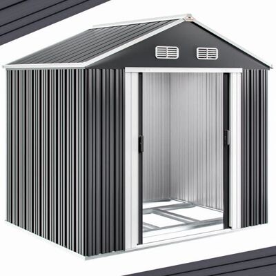 Gardebruk Metall-Gartenhaus - 5 m², Anthrazit, Doppelschiebetüren Gardebruk Metall-Gartenhaus - 5 m², Anthrazit, Doppelschiebetüren