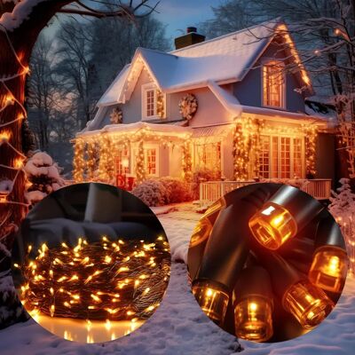 Guirlande Lumineuse LED 8 Programmes et Minuterie - 160 LEDs Blanc Chaud - Publicité Guirlande Lumineuse LED 8 Programmes et Minuterie - 160 LEDs Blanc Chaud - Publicité