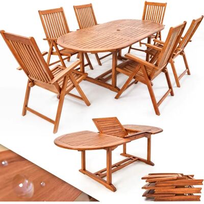 Ensemble de Table et Chaises de Jardin Deuba - Bois d’eucalyptus FSC - Publicité Ensemble de Table et Chaises de Jardin Deuba - Bois d’eucalyptus FSC - Publicité
