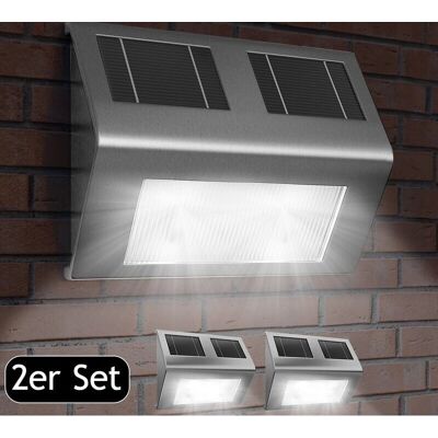 Deuba Solar-Wandleuchte - Edelstahl - Automatisches Dämmerung-zu-Dämmerung - Solarenergie - 2er-Set Deuba Solar-Wandleuchte - Edelstahl - Automatisches Dämmerung-zu-Dämmerung - Solarenergie - 2er-Set
