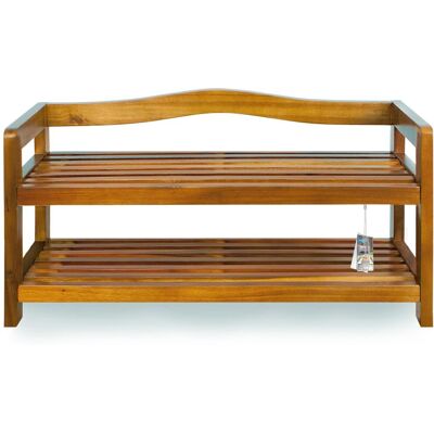 Casaria Deuba Étagère à chaussures en bois d'acacia avec 2 étagères - Rangement couloir - Publicité Casaria Deuba Étagère à chaussures en bois d'acacia avec 2 étagères - Rangement couloir - Publicité