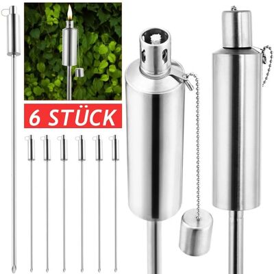 Deuba - Stainless Steel Garden Torch 115cm with Oil - Patio Set of 6 Deuba - Stainless Steel Garden Torch 115cm with Oil - Patio Set of 6