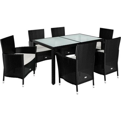Casaria Outdoor Garden Rattan Set 6+1 Weatherproof Chairs Cushions Casaria Outdoor Garden Rattan Set 6+1 Weatherproof Chairs Cushions