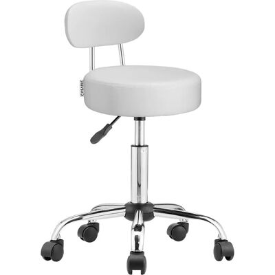 Casaria - Sgabello da ufficio regolabile - Girevole a 360° - Bianco - Mobili per ufficio Casaria - Sgabello da ufficio regolabile - Girevole a 360° - Bianco - Mobili per ufficio