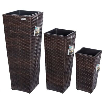 Casaria Set of 3 Plant Pots - Handwoven Polyrattan - Indoor/Outdoor - Brown Casaria Set of 3 Plant Pots - Handwoven Polyrattan - Indoor/Outdoor - Brown