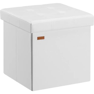 Pouf portaoggetti bianco Casaria - 38x38x38cm, 40L, MDF, look pelle Pouf portaoggetti bianco Casaria - 38x38x38cm, 40L, MDF, look pelle