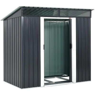 Capanno da Giardino Gardebruk 3,4m³ Antracite 196x122x180cm con Porte Scorrevoli e Finestre Capanno da Giardino Gardebruk 3,4m³ Antracite 196x122x180cm con Porte Scorrevoli e Finestre