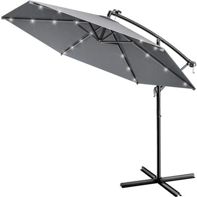 Sombrilla de Jardín Kingsleeve 300cm Luz LED Solar UV80+ Base Estable Sombrilla de Jardín Kingsleeve 300cm Luz LED Solar UV80+ Base Estable