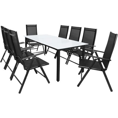 Casaria Bern 8+1 Garden Set - Aluminum, Frosted Glass, Foldable Chairs Casaria Bern 8+1 Garden Set - Aluminum, Frosted Glass, Foldable Chairs