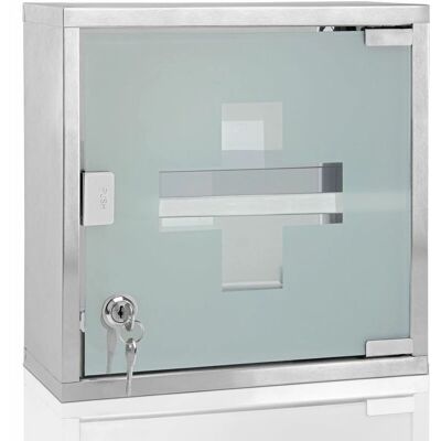 Deuba Stainless Steel Medicine Cabinet with Lock - 2 Compartments Deuba Stainless Steel Medicine Cabinet with Lock - 2 Compartments