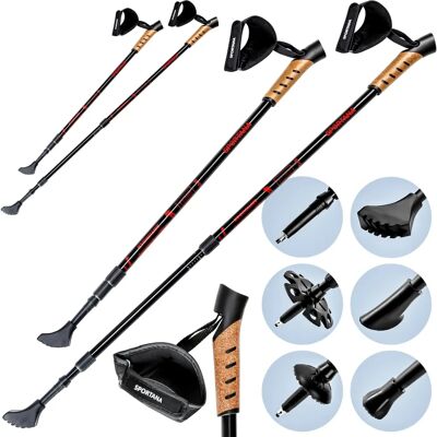 SPORTANA Bastoni da Trekking Regolabili in Alluminio Set di 2 SPORTANA Bastoni da Trekking Regolabili in Alluminio Set di 2