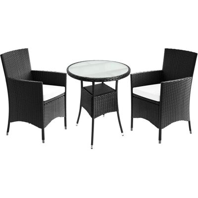 Set da Giardino Casaria - 3 Pezzi con Tavolo in Vetro e Cuscini Set da Giardino Casaria - 3 Pezzi con Tavolo in Vetro e Cuscini