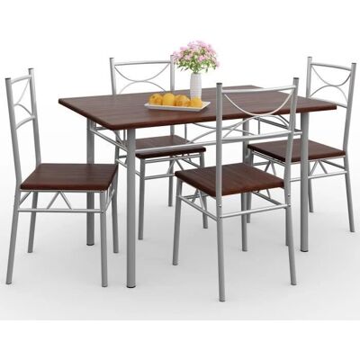Casaria Dining Set - Dark Oak - Kitchen & Dining Table Casaria Dining Set - Dark Oak - Kitchen & Dining Table