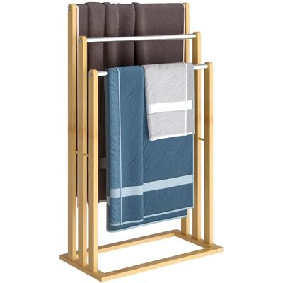 Casaria Bamboo Towel Rack - Freestanding - 3 Steel Bars - 46x24x84cm - Bathroom Casaria Bamboo Towel Rack - Freestanding - 3 Steel Bars - 46x24x84cm - Bathroom
