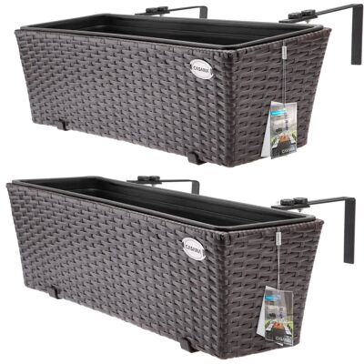 Casaria - 2x Vasi per Balcone 60x20x19 11L Incl. Supporto - Decorazione Giardino Balcone Casaria - 2x Vasi per Balcone 60x20x19 11L Incl. Supporto - Decorazione Giardino Balcone