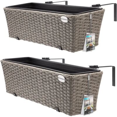 Casaria - 2x Balkonpflanzkübel 60x20x19 11L mit Montagesupport - Balkon Garten Dekor Casaria - 2x Balkonpflanzkübel 60x20x19 11L mit Montagesupport - Balkon Garten Dekor