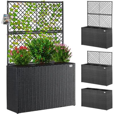 Casaria - Vaso rettangolare in poliratán con 3 vasi interni rimovibili - Interno/Esterno - Nero Casaria - Vaso rettangolare in poliratán con 3 vasi interni rimovibili - Interno/Esterno - Nero