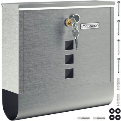 Cassetta delle lettere in acciaio inox monzana con tubo per giornali & 2 chiavi - Resistente alle intemperie Cassetta delle lettere in acciaio inox monzana con tubo per giornali & 2 chiavi - Resistente alle intemperie