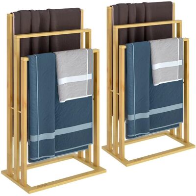 Casaria Bamboo Towel Rack - 3 Bars, 40x24x82cm Casaria Bamboo Towel Rack - 3 Bars, 40x24x82cm