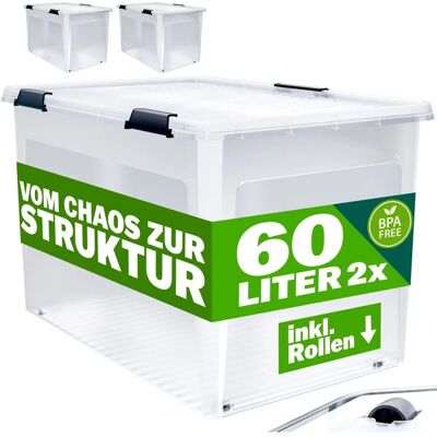 Deuba Aufbewahrungsbox - Stoßfest, Transparent, Stapelbar - 30/60L Deuba Aufbewahrungsbox - Stoßfest, Transparent, Stapelbar - 30/60L