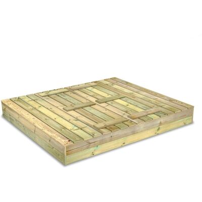 Wickey Flippey Sandkasten mit Bank & Abdeckung - 150x165 cm Wickey Flippey Sandkasten mit Bank & Abdeckung - 150x165 cm