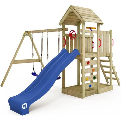 Wickey MultiFlyer Spielplatz - Holzplattform mit Schaukel & Rutsche - Outdoor Kletterturm Wickey MultiFlyer Spielplatz - Holzplattform mit Schaukel & Rutsche - Outdoor Kletterturm