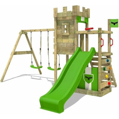 Juego de parque en madera Fatmoose BoldBaron - Casa de escalada, columpio, tobogán Juego de parque en madera Fatmoose BoldBaron - Casa de escalada, columpio, tobogán