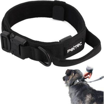 PetTec - Neopren & Nylon with Handle - Schwarz - L - Dog collar PetTec - Neopren & Nylon with Handle - Schwarz - L - Dog collar