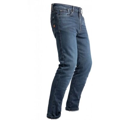 Jean Moto Pioneer Mono de John Doe - Bleu - Slim Fit - Jean de moto - Publicité Jean Moto Pioneer Mono de John Doe - Bleu - Slim Fit - Jean de moto - Publicité
