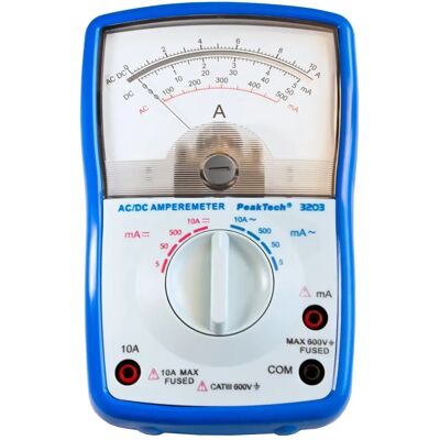 PEAKTECH P 3203 Analog Ammeter - CAT III 600V, 10A PEAKTECH P 3203 Analog Ammeter - CAT III 600V, 10A