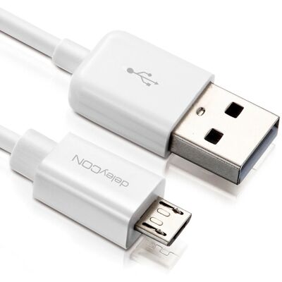 deleyCON - USB Micro-B Cable - 1.5 m - Branco - Cable deleyCON - USB Micro-B Cable - 1.5 m - Branco - Cable