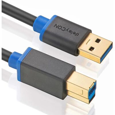 deleyCON MK752 - USB 3.0 A-B - 1m - Preto - Cabo USB deleyCON MK752 - USB 3.0 A-B - 1m - Preto - Cabo USB