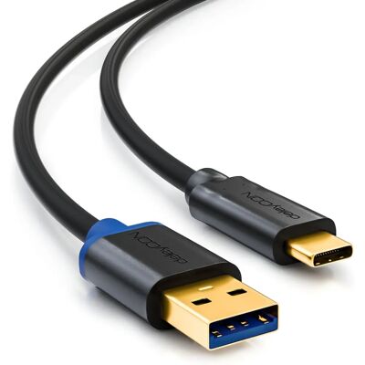 deleyCON - USB 3.0 Cable A/C - Preto - 1.5m - Cable deleyCON - USB 3.0 Cable A/C - Preto - 1.5m - Cable