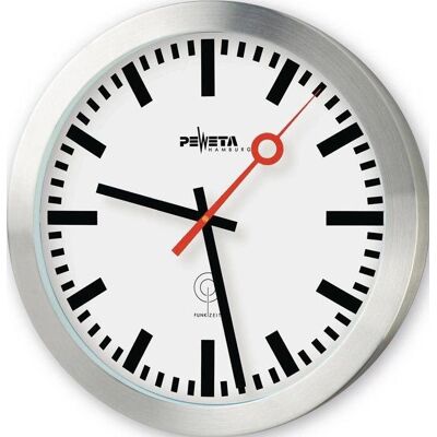 Peweta Wanduhr - Funkuhr, 30cm, Aluminium, Leise - Wanduhr Peweta Wanduhr - Funkuhr, 30cm, Aluminium, Leise - Wanduhr