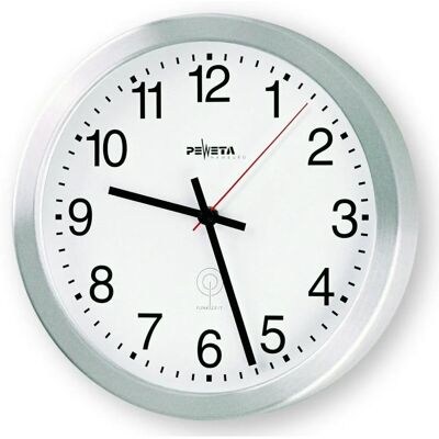 PEWETA Wanduhr 20cm Funkuhr Aluminium Matt PEWETA Wanduhr 20cm Funkuhr Aluminium Matt