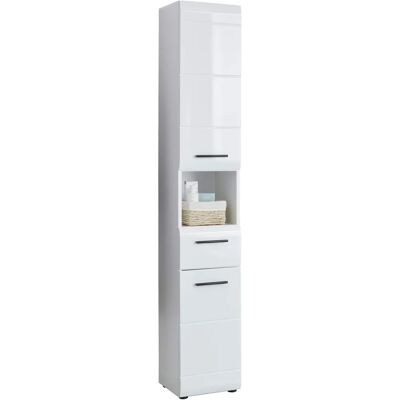 Trendteam Skin Badezimmer Hochschrank - Weiß Hochglanz 30x182cm Trendteam Skin Badezimmer Hochschrank - Weiß Hochglanz 30x182cm