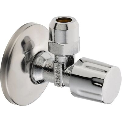 Kronenbach Modell 49170699KB Eckventil - mit Längenkompensation, Druckknopf-Blende, DN 15 G 1/2 AG x DN 10 G 3/8 AG Kronenbach Modell 49170699KB Eckventil - mit Längenkompensation, Druckknopf-Blende, DN 15 G 1/2 AG x DN 10 G 3/8 AG