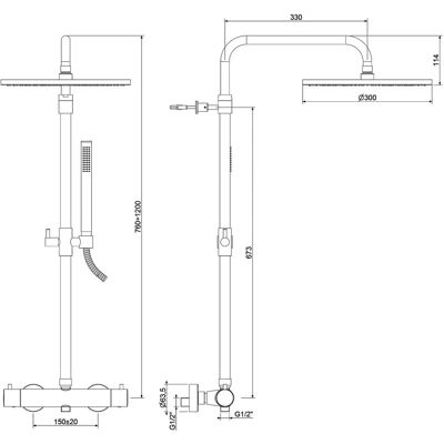 Kronenbach Lima 2.0 Schwarzes Duschsystem mit Thermostat Kronenbach Lima 2.0 Schwarzes Duschsystem mit Thermostat