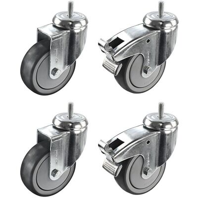Proroll Gummiräder Set - Drehrollen mit Doppelbremse - 125 x 32 mm Proroll Gummiräder Set - Drehrollen mit Doppelbremse - 125 x 32 mm