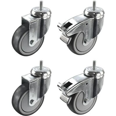 Proroll Gummiräder Set - Drehrollen mit Doppelbremse - 125 x 32 mm Proroll Gummiräder Set - Drehrollen mit Doppelbremse - 125 x 32 mm