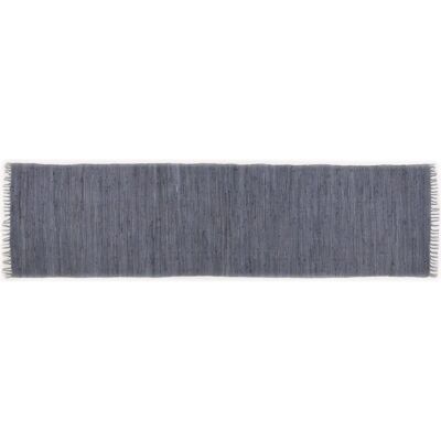 Corredor de algodón Fleckerl de THEKO - Tejido a mano, 70x250cm, Gris Corredor de algodón Fleckerl de THEKO - Tejido a mano, 70x250cm, Gris