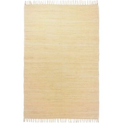 THEKO Cotton Rug - 70x140cm, Beige, Handmade, Floor Heating Safe - Carpet THEKO Cotton Rug - 70x140cm, Beige, Handmade, Floor Heating Safe - Carpet