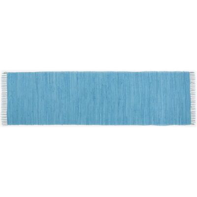 THEKO Baumwoll-Teppich - Türkis - Handgewebt, 70x250cm THEKO Baumwoll-Teppich - Türkis - Handgewebt, 70x250cm