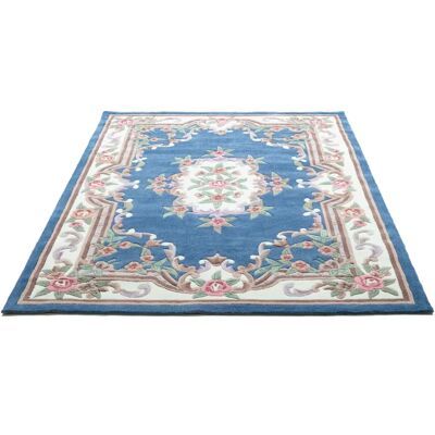 THEKO Ming Teppich - 160x230cm, Blau, Floral, Handgefertigt - Teppich THEKO Ming Teppich - 160x230cm, Blau, Floral, Handgefertigt - Teppich