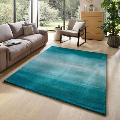 Tapis en laine THEKO Wool Comfort fait main - Bleu turquoise, 90x160cm, 14mm - Tapis - Publicité Tapis en laine THEKO Wool Comfort fait main - Bleu turquoise, 90x160cm, 14mm - Tapis - Publicité